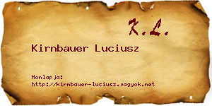 Kirnbauer Luciusz névjegykártya
